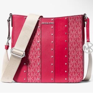 Michael Kors Pink Panel Stud Crossbody Bag
